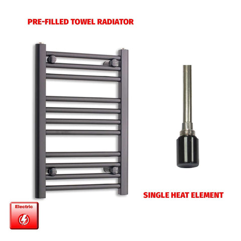 Single Heat / No Timer 600 x 400 Flat Black Pre-Filled Electric Heated Towel Radiator HTR