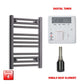 Single Heat / Digital Timer 600 x 400 Flat Black Pre-Filled Electric Heated Towel Radiator HTR