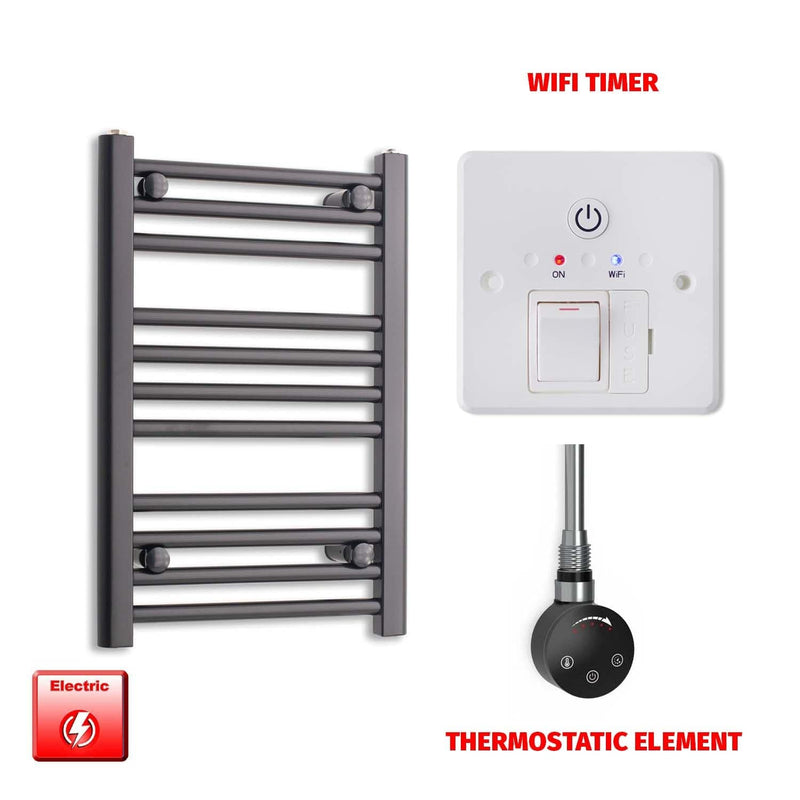 ER-Touch Thermostatic / Wifi Timer 600 x 400 Flat Black Pre-Filled Electric Heated Towel Radiator HTR