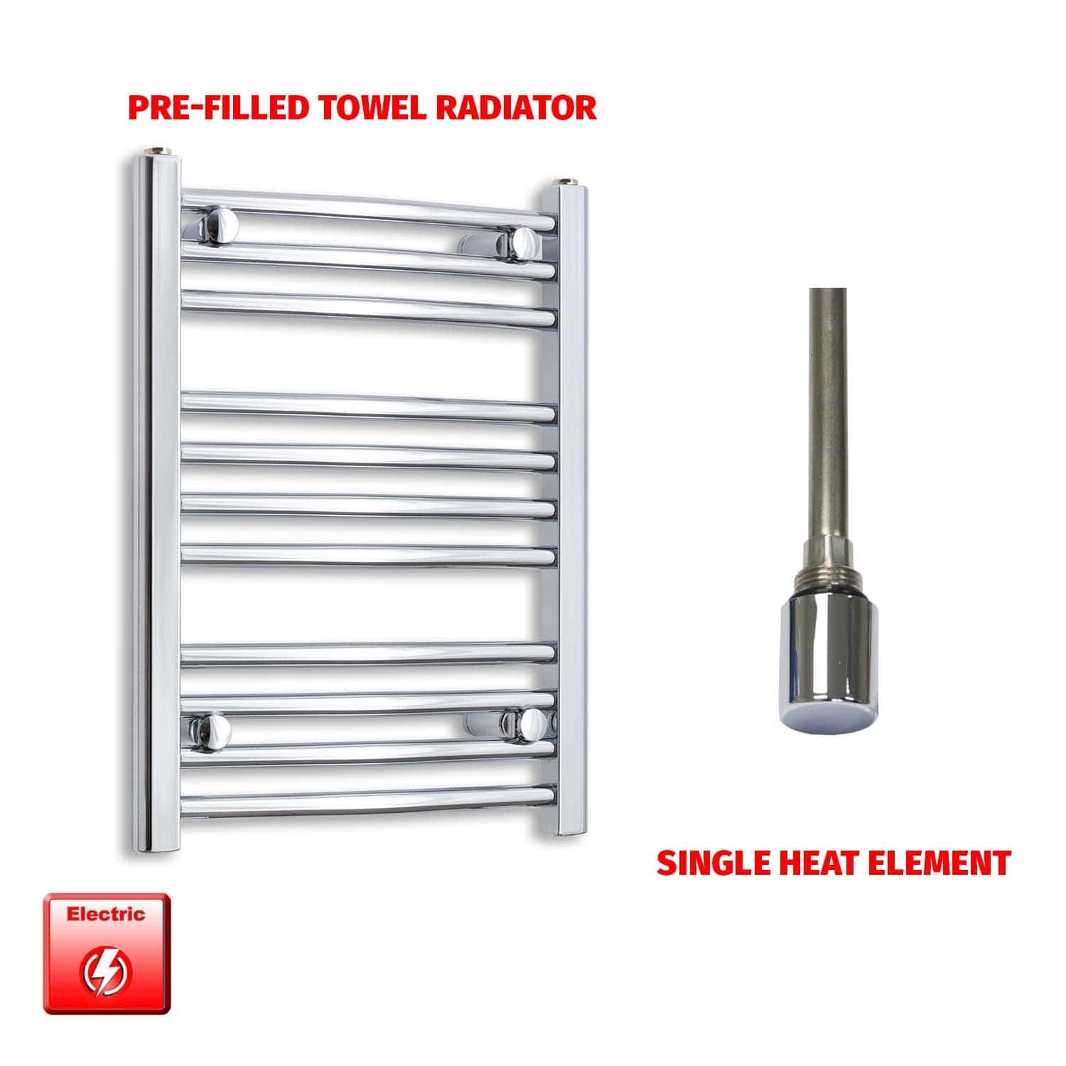 600 x 400mm Pre Filled Electric Heated Towel Rail