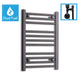 600 x 450 Dual Fuel Flat Black Heated Towel Rail Radiator