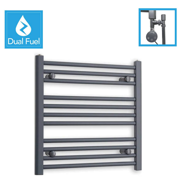 Matt Black Dual Fuel Heated Towel Rail 600 x 500mm