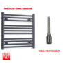 Single Heat / No Timer 600 x 500 Flat Anthracite Pre-Filled Electric Heated Towel Rail HTR