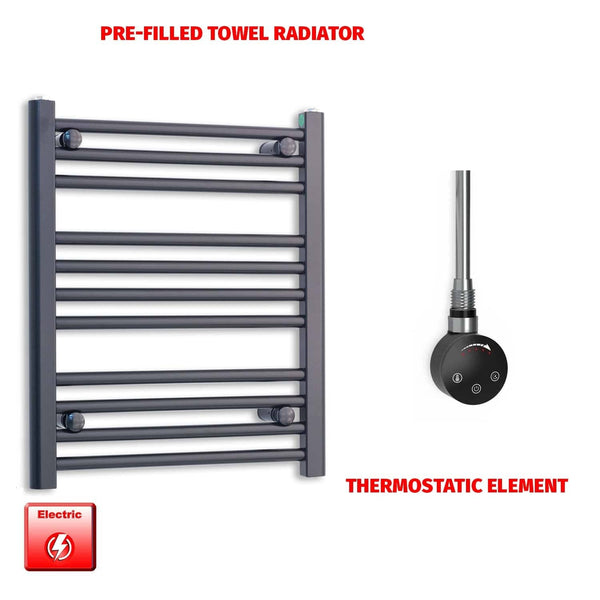 ER-Touch Thermostatic / No Timer 600 x 500 Flat Black Pre-Filled Electric Heated Towel Radiator HTR