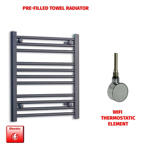 ER-Wifi Thermostatic / No Timer 600 x 500 Flat Black Pre-Filled Electric Heated Towel Radiator HTR