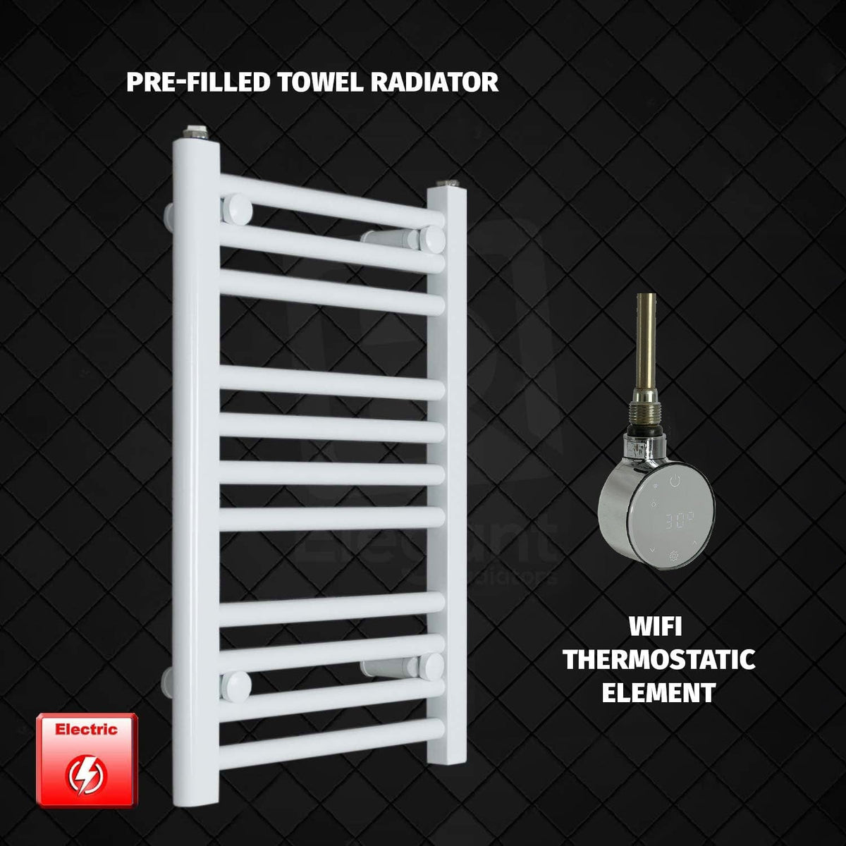 ER-Wifi Thermostatic / No Timer 600 x 500 Pre-Filled Electric Heated Towel Rail White HTR