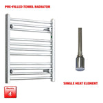 Flat / Single Heat / No Timer 600 x 500 Pre-Filled Electric Towel Rail Flat / Curved Chrome
