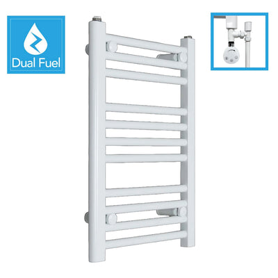 600 x 500 White Dual Fuel Flat Heated Towel Rail Radiator