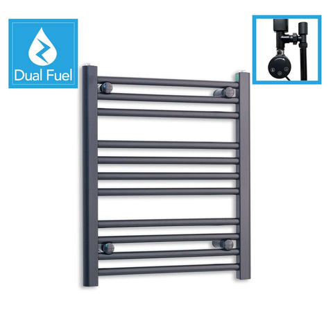 600 x 550 Dual Fuel Flat Black Heated Towel Rail Radiator