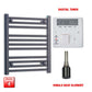 Single Heat / Digital Timer 600 x 550 Flat Black Pre-Filled Electric Heated Towel Radiator HTR