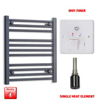 Single Heat / Wifi Timer 600 x 550 Flat Black Pre-Filled Electric Heated Towel Radiator HTR