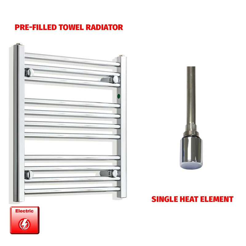 Single Heat / No Timer 600 x 550 Pre-Filled Electric Heated Towel Radiator Chrome HTR