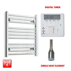 Single Heat / Digital Timer 600 x 550 Pre-Filled Electric Heated Towel Radiator Chrome HTR