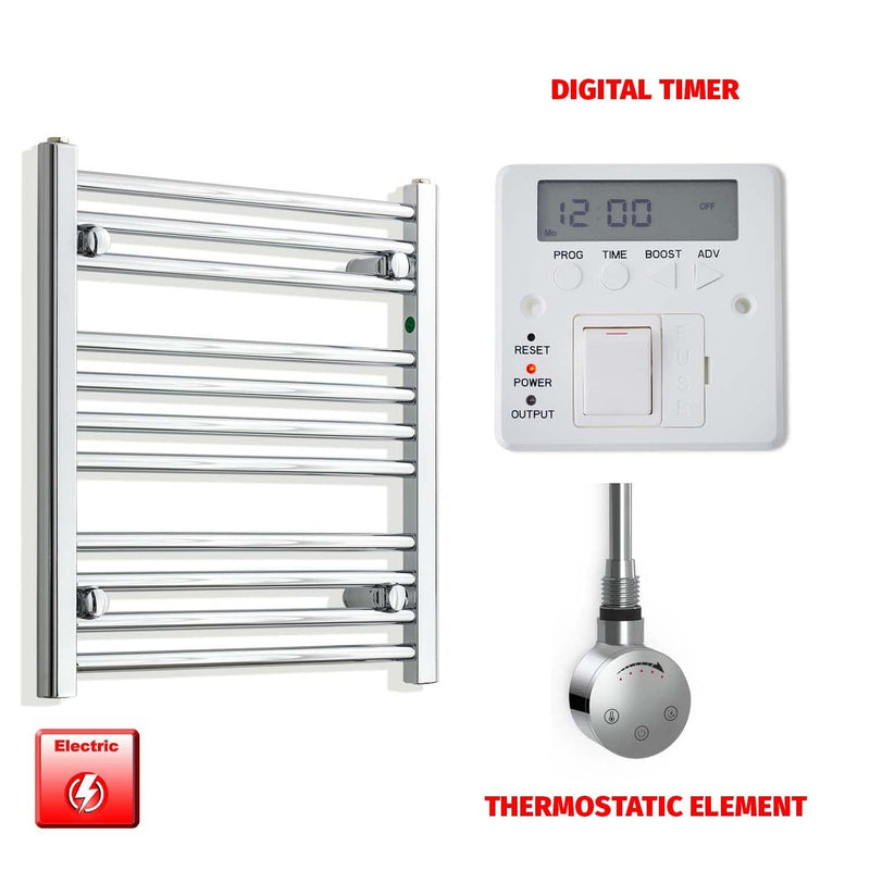 ER-Touch Thermostatic / Digital Timer 600 x 550 Pre-Filled Electric Heated Towel Radiator Chrome HTR