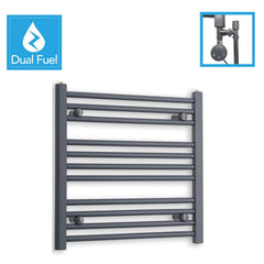 600 x 600 Anthracite Dual Fuel Flat Heated Towel Rail Radiator