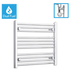 600 x 600 Chrome Dual Fuel Flat Heated Towel Rail Radiator