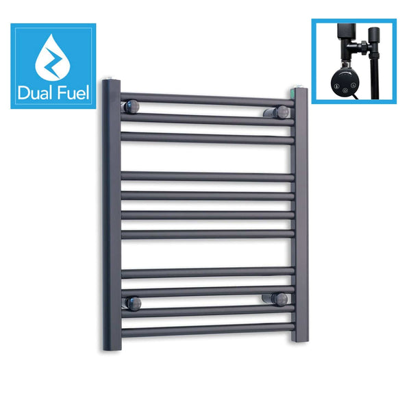 600 x 600 Dual Fuel Flat Black Heated Towel Rail Radiator