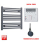 ER-Touch Thermostatic / Digital Timer 600 x 600 Flat Anthracite Pre-Filled Electric Heated Towel Rail Radiator