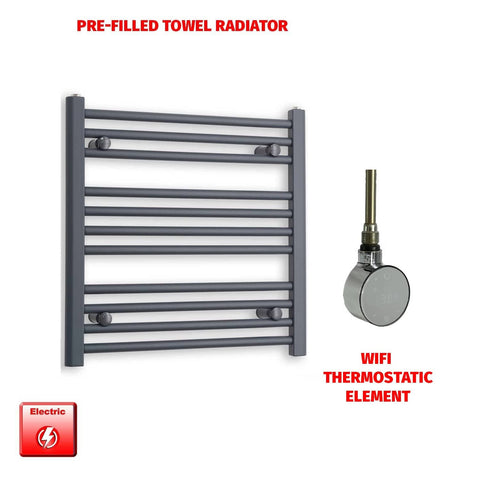 ER-Wifi Thermostatic / No Timer 600 x 600 Flat Anthracite Pre-Filled Electric Heated Towel Rail Radiator