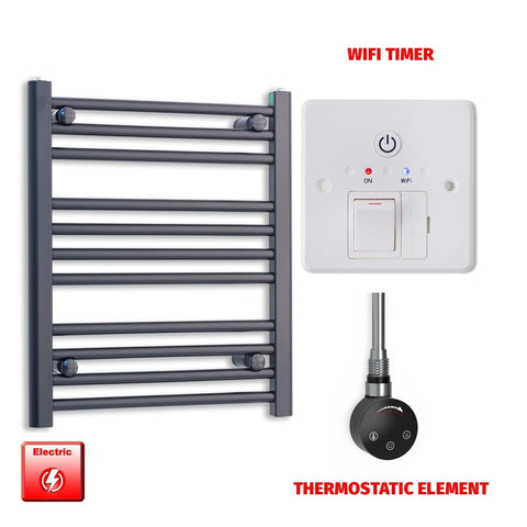 ER-Touch Thermostatic / Wifi Timer 600 x 600 Flat Black Pre-Filled Electric Heated Towel Rail Radiator