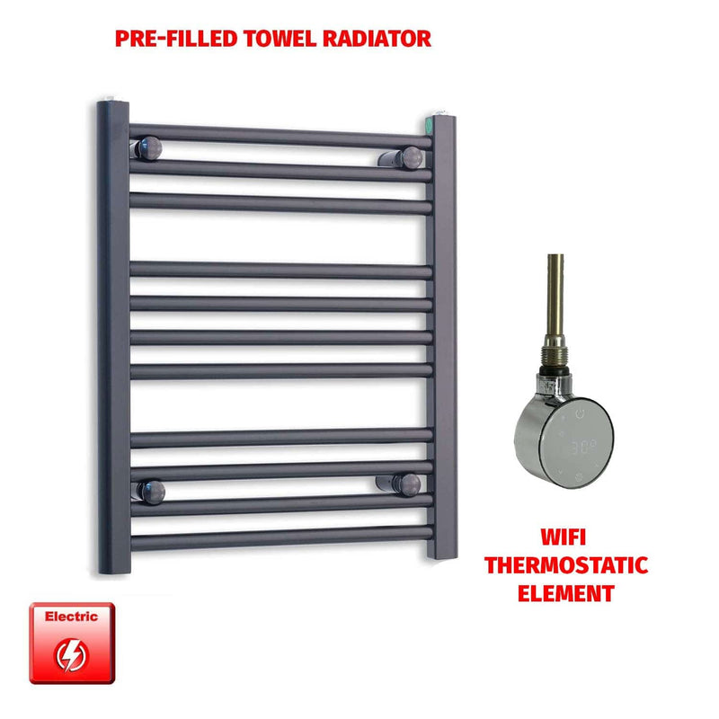 ER-Wifi Thermostatic / No Timer 600 x 600 Flat Black Pre-Filled Electric Heated Towel Rail Radiator