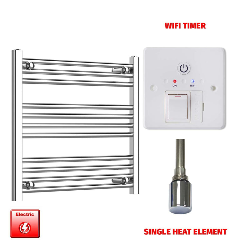 Flat / Single Heat / Wifi Timer 600 x 600 Pre-Filled Electric Heated Towel Radiator Chrome