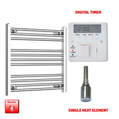 Flat / Single Heat / Digital Timer 600 x 600 Pre-Filled Electric Heated Towel Radiator Chrome