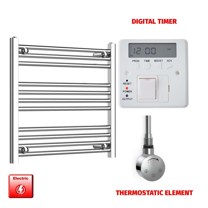 Flat / ER-Touch Thermostatic / Digital Timer 600 x 600 Pre-Filled Electric Heated Towel Radiator Chrome