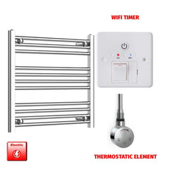 Flat / ER-Touch Thermostatic / Wifi Timer 600 x 600 Pre-Filled Electric Heated Towel Radiator Chrome