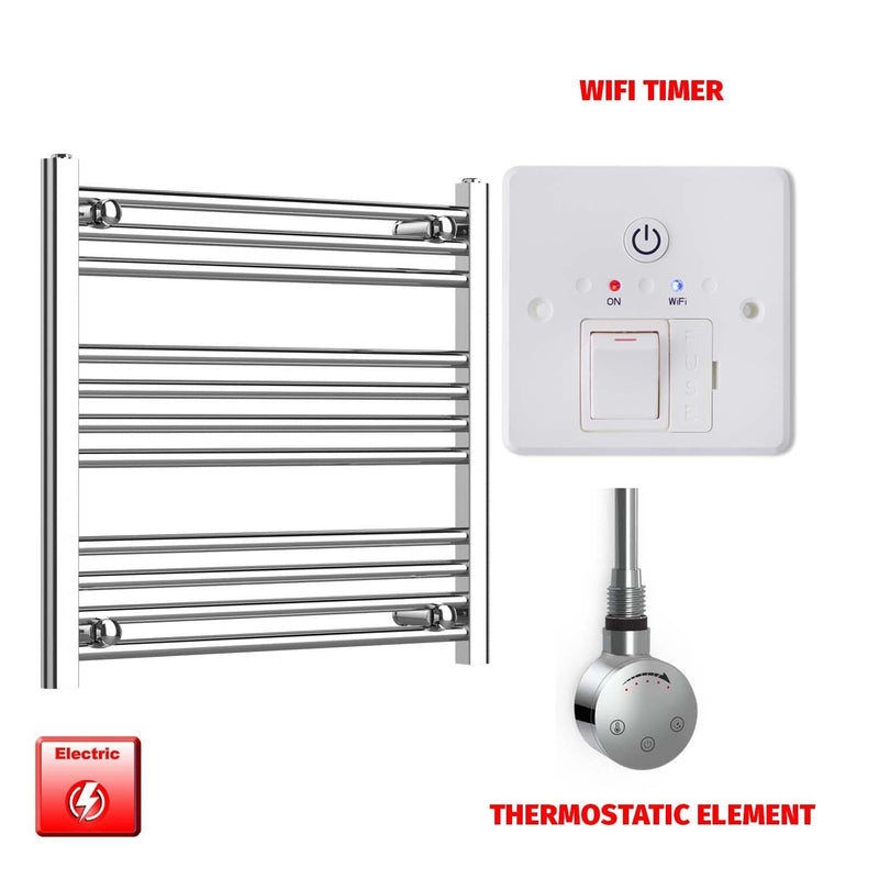 Flat / ER-Touch Thermostatic / Wifi Timer 600 x 600 Pre-Filled Electric Heated Towel Radiator Chrome