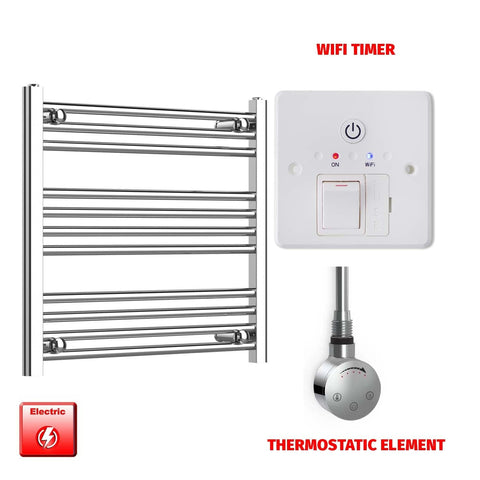 Flat / ER-Touch Thermostatic / Wifi Timer 600 x 600 Pre-Filled Electric Heated Towel Radiator Chrome