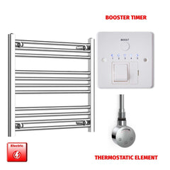 Flat / ER-Touch Thermostatic / Booster Timer 600 x 700 Pre-Filled Electric Heated Towel Radiator Chrome