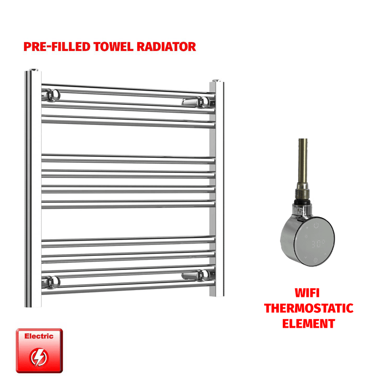 Flat / ER-Wifi Thermostatic / No Timer 600 x 700 Pre-Filled Electric Heated Towel Radiator Chrome