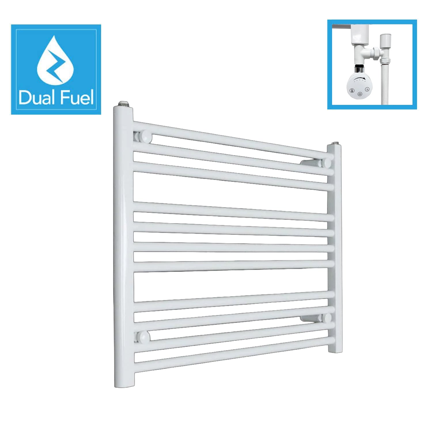 Dual Fuel Radiator 600 x 750 White Dual Fuel Flat Heated Towel Rail Radiator