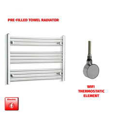 Flat / ER-Wifi Thermostatic / No Timer 600 x 750 Pre-Filled Electric Heated Towel Radiator Chrome