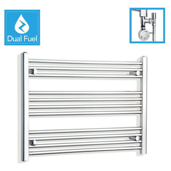 600 x 800 Chrome Dual Fuel Flat Heated Towel Rail Radiator