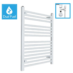 800 x 600 White Dual Fuel Flat Heated Towel Rail Radiator