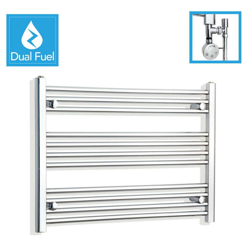 600 x 850 Chrome Dual Fuel Flat Heated Towel Rail Radiator