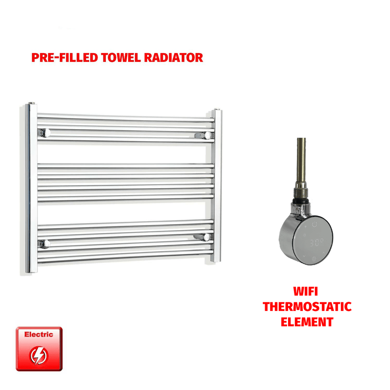 ER-Wifi Thermostatic / No Timer 600 x 850 Pre-Filled Electric Heated Towel Radiator Straight Chrome