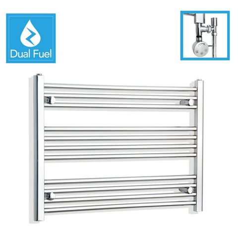 600 x 900 Chrome Dual Fuel Flat Heated Towel Rail Radiator