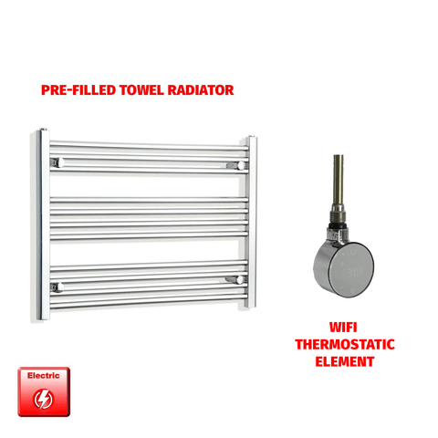 ER-Wifi Thermostatic / No Timer 600 x 900 Pre-Filled Electric Heated Towel Radiator Straight Chrome