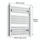 600x550mm Heated Flat Towel Radiator Chrome Central Heating - Elegant Radiators