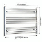 600x850mm Heated Straight Towel Radiator Chrome - Elegant Radiators