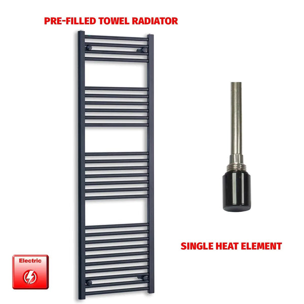 1600x500mm Flat Black Pre Filled Electric Towel Rail HTR