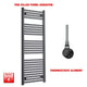 1400x500mm Flat Black Pre Filled Electric Towel Rail HTR