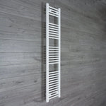 Flat White 1800mm wide x 200mm high ladder towel rail with central heating connections