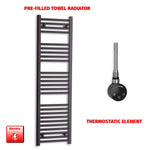 1400x450mm Flat Black Pre Filled Electric Towel Rail HTR