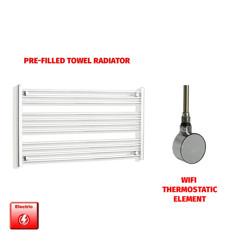 600x1000mm Pre Filled Electric Towel Rail Straight Chrome