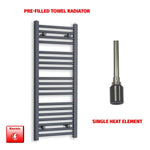 1000x400mm Flat Anthracite Pre Filled Electric Towel Rail