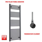 1400x550mm Flat Black Pre-Filled Electric Heated Towel Rail